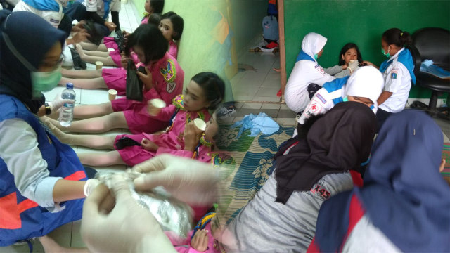 Korban keracunan di SMPN 145 Menteng. (Foto: dok. Polsek Setiabudi)
