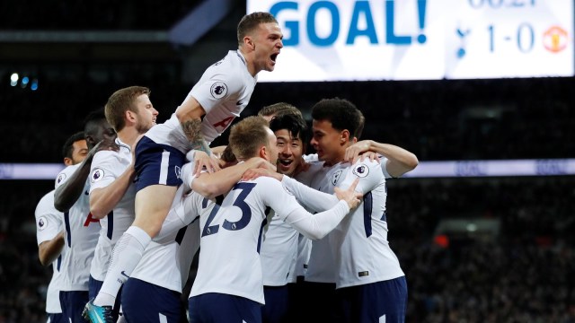 Selebrasi gol para pemain Tottenham. (Foto: Reuters/Eddie Keogh)