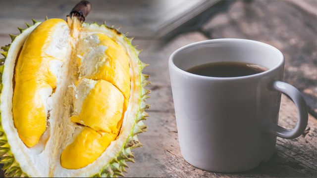 Ilustrasi durian dan kopi (Foto: Thinkstock dan Pixabay)