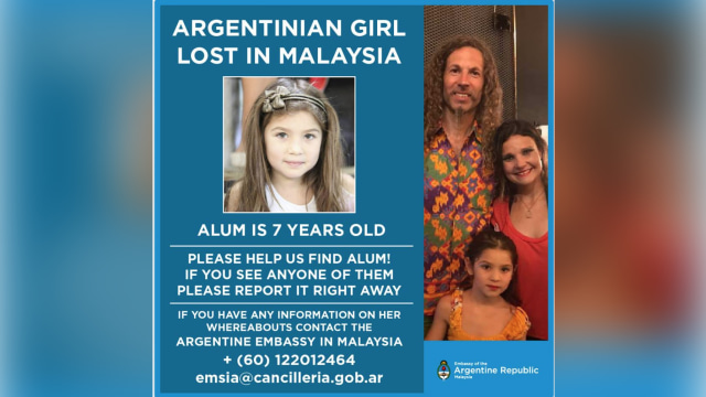 Pengumuman gadis Argentina yang hilang (Foto: Dok. Kedubes Argentina)
