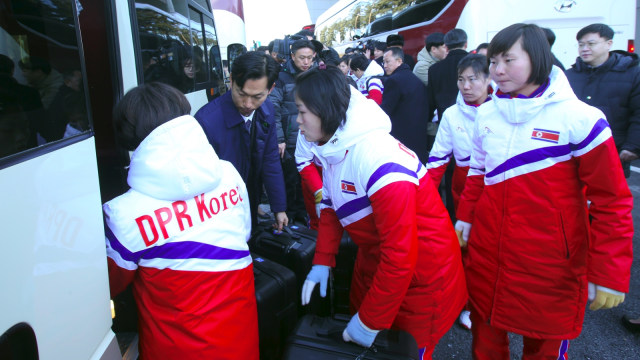 Atlet olimpiade Korea Utara (Foto: AFP/Korea Pool)