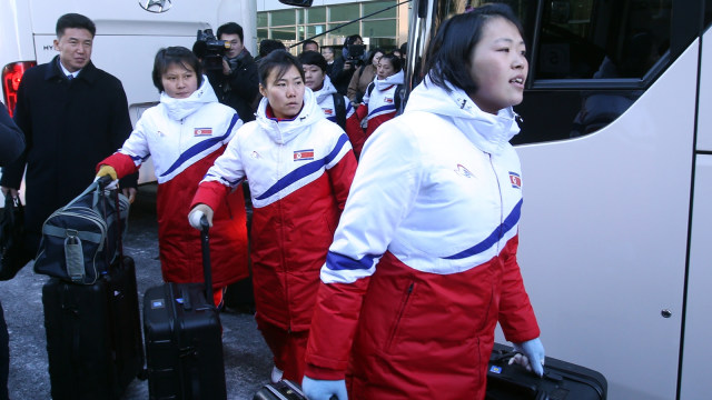 Atlet Korea Utara di Olimpiade Pyeongchang  (Foto: KOREA POOL/AFP)