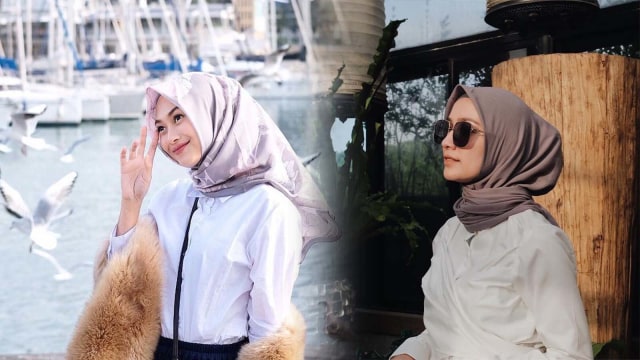 Hijab Jilbab Segi Empat  (Foto: Instagram @megaiskanti dan @indahnadapuspita)