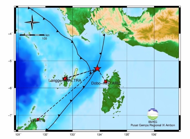 Gempa 5,5 SR Guncang Dobo, Kepulauan Aru