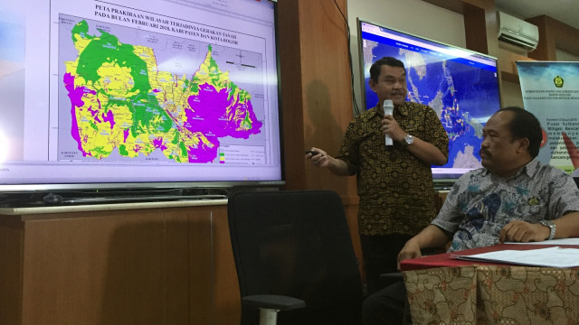Jumpa pers PVMBG terkait longsor Bogor. (Foto: Iqbal Tawakal Lazuardi Siregar/kumparan)