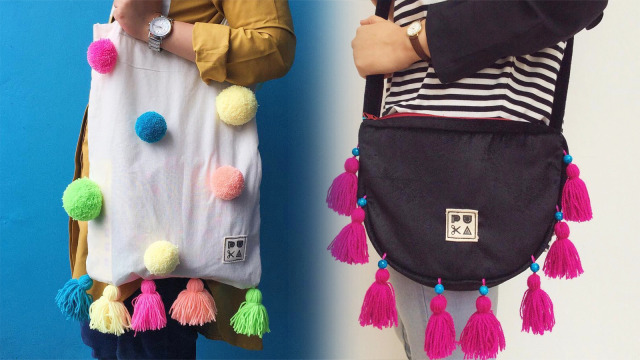 Tas dengan pom-pom dan tas dengan tassel (Foto: Instagram @puka_id)