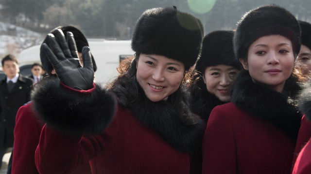 Cheerleader Korea Utara Olimpiade Musim Dingin (Foto:  AFP PHOTO / Ed JONES)
