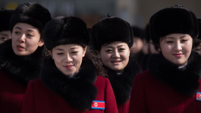 Cheerleader Korea Utara Olimpiade Musim Dingin (Foto: AFP PHOTO / Ed JONES)