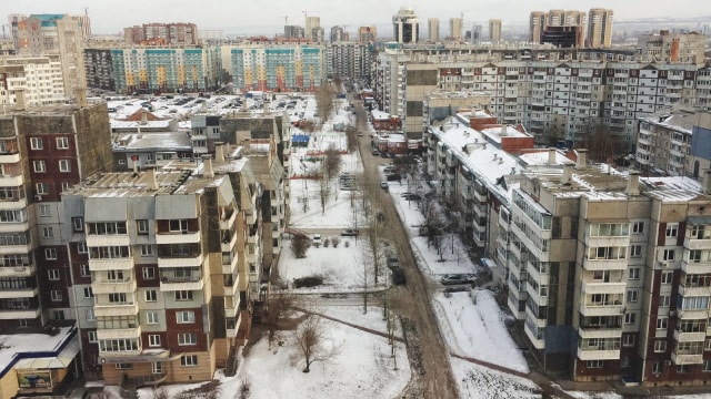 Kota Krasnoyarsk di Rusia membeku. (Foto: Getty Images/Dimitri Zimmer / EyeEm)
