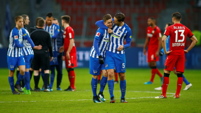 Kemenangan Hertha atas Leverkusen. (Foto: REUTERS/Thilo Schmuelgen)