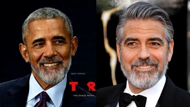 Obama berjanggut dan George Clooney. (Foto: Twitter/@pschwartzdesign)