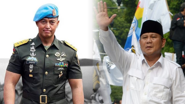 Mayjen TNI Andika Perkasa dan Prabowo Subianto (Foto: Instagram/@mayjenandikaperkasa dan AFP/Adek Berry)