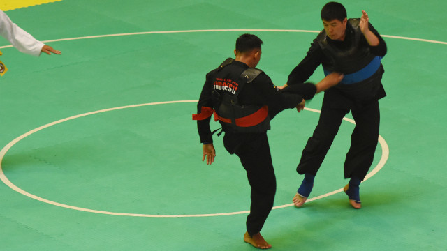 Pesilat Indonesia Eko Febrianto (merah) (Foto: ANTARA FOTO/Indrianto Eko Suwarso)