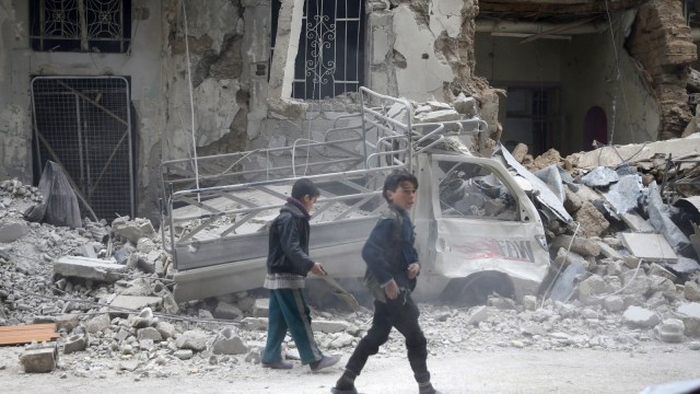 Kehancuran di Ghouta, Suriah. (Foto: REUTERS/ Bassam Khabieh)