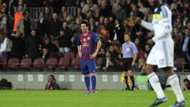 Messi terdiam usai Barcelona tersingkir. (Foto: Josep Lago/AFP)