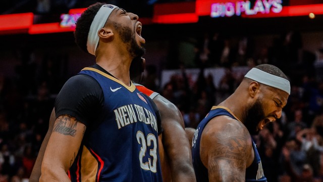 Duo bigman Pelicans, Davis dan Cousins. (Foto: Derick E. Hingle-USA TODAY Sports via Reuters)