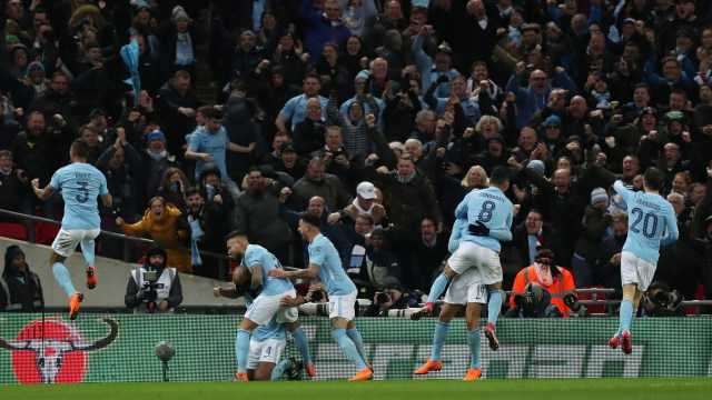 Selebrasi gol Manchester City. (Foto: REUTERS/Peter Nicholls)