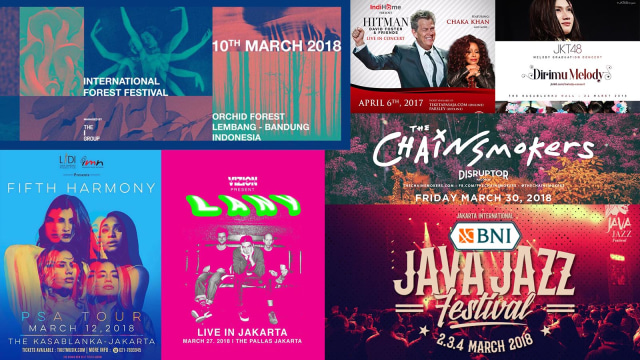 Daftar konser dibulan maret 2018 (Foto: Istimewa)