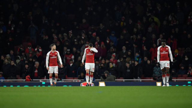 Arsenal dalam laga vs Manchester City. (Foto:  Reuters/Tony O'Brien)