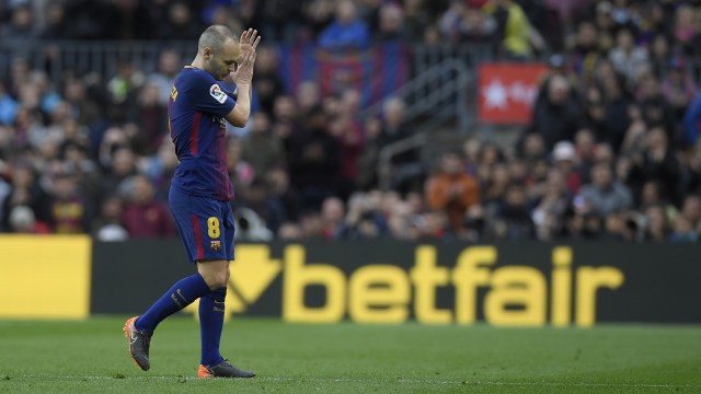 Gelandang Barcelona, Andres Iniesta. (Foto: Lluis Gene/AFP)