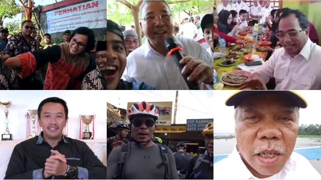 Menteri-menteri yang rajin nge-vlog. (Foto: YouTube Kementerian Ketenagakerjaan RI, KemenPU, Imam Nahrawi, Vlog Budi Karya Sumadi, Eko Sandjojo, Kemenkeu RI)