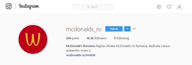 Foto profil instagram McDonald's Romania. (Foto: Instagram @mcdonalds_ro)