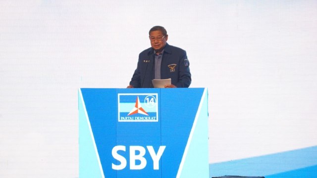 Susilo Bambang Yudhoyono di Rapimnas Demokrat. Foto: Nugroho Sejati/kumparan