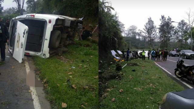 Kecelakaan di tanjakan Emen, Subang. (Foto: Dok. Istimewa)