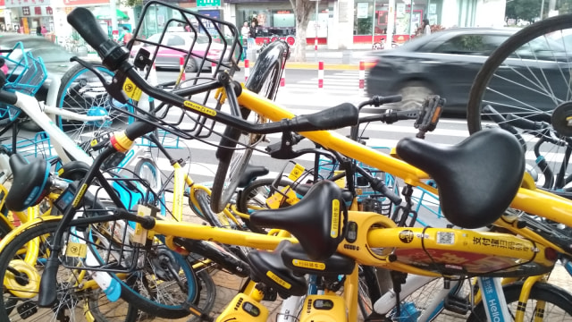 Sepeda bike sharing tergeletak