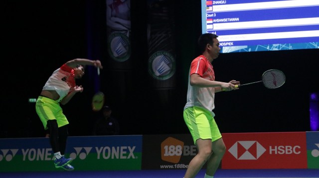 Hendra/Ahsan di babak kedua All England 2018 (Foto: Bergas Agung/kumparan)