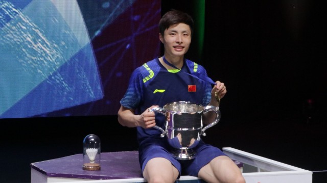 Juara tunggal putra All England, Shi Yuqi. (Foto: Bergas Agung Brillianto/kumparan)