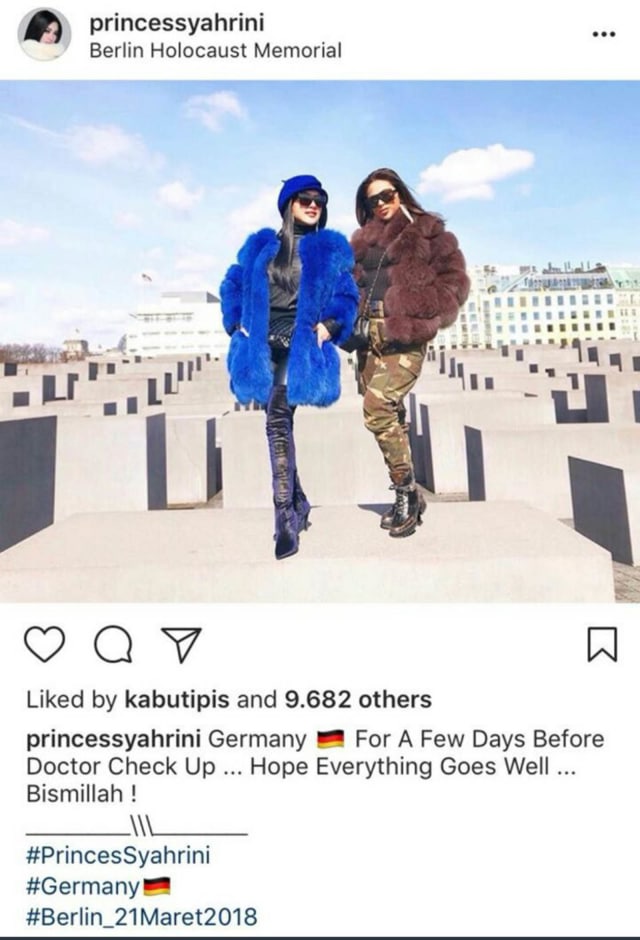 Syahrini di Berlin Holocaust Memorial (Foto: Instagram @princessyahrini)