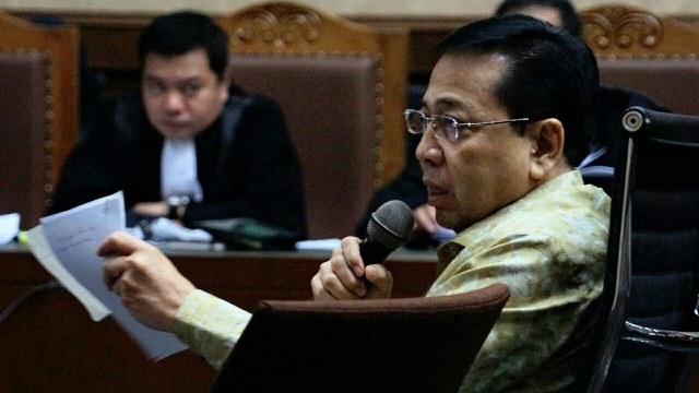 Setya Novanto di Pengadilan Tipikor. (Foto: Iqbal Firdaus/kumparan)