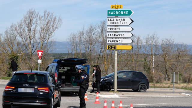 Penyanderaan di Trebes, Prancis. (Foto: AFP/Eric Cabanis)
