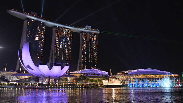 Earth Hour di Singapura. (Foto: Roslan Rahman/AFP)