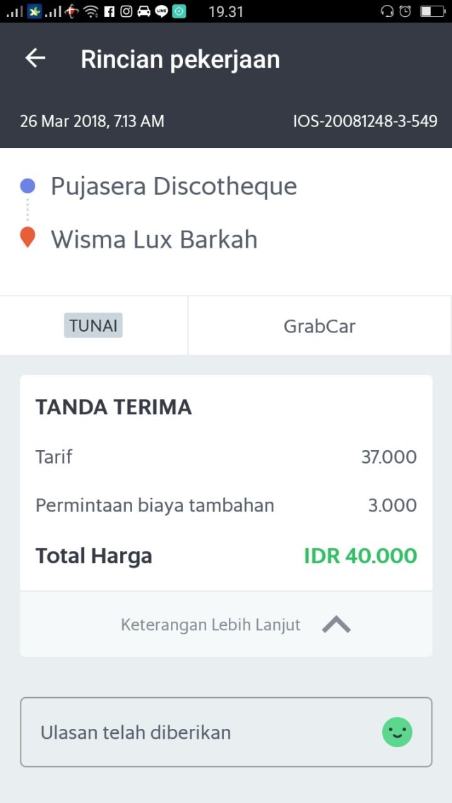 Penumpang Grabcar kerasupan​ (Foto: Facebook/ Buya Helmi)