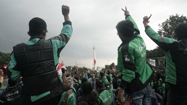 Massa aksi driver ojek online (Foto: Irfan Adi Saputra/kumparan)