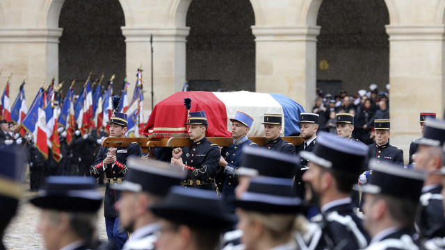 Upacara Pemakaman Arnaud Beltrame. (Foto: AP)
