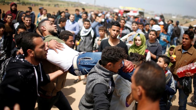 Aksi Hari Tanah di Gaza (Foto: REUTERS/Mohammed Salem)