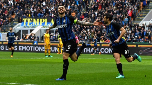 Icardi merayakan gol. (Foto: Twitter: Inter)