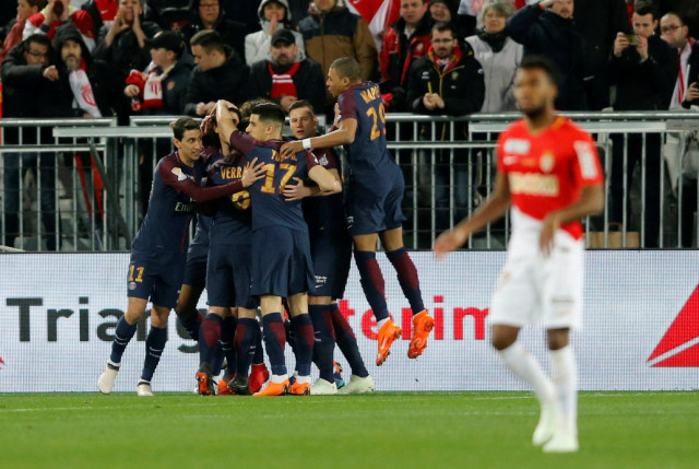 Selebrasi gol PSG. (Foto: REUTERS/Regis Duvignau)