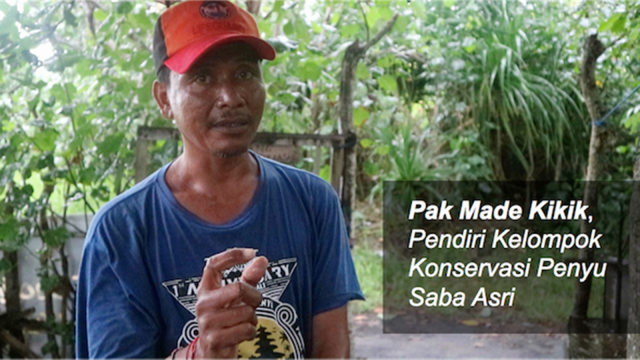 Made Kikik, konservator penyu Saba, Bali. (Foto: dok. Bali Zoo Turtle Conservation via Kitabisa)