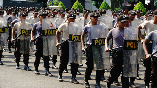 Calon taruna Akpol latihan di kawasan Monas Foto: Helmi Afandi Abdullah/kumparan