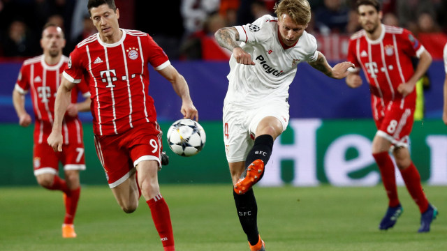 Bayern Muenchen vs Sevilla saat bertemu di perempat final Liga Champions 2018. Foto: REUTERS/Sergio Perez