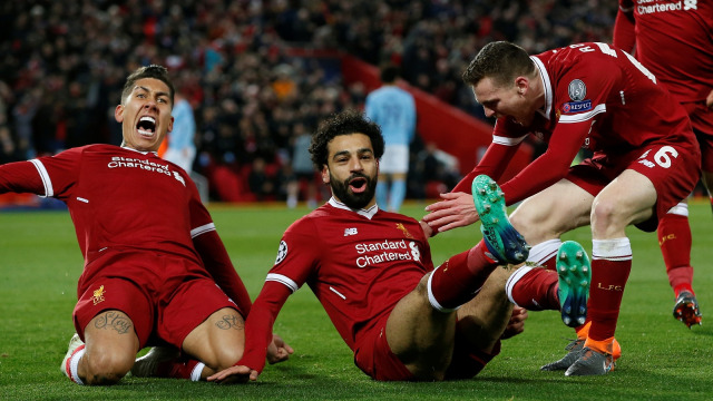 Para pemain Liverpool merayakan gol. (Foto: Reuters / Andrew Yates)