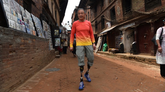 Xia Boyu, pendaki difabel asal China (Foto: AFP/Prakash Mathema)