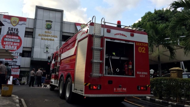 Suasana di Polda Metro Jaya setelah kebakaran. (Foto: Andreas Ricky/kumparan)