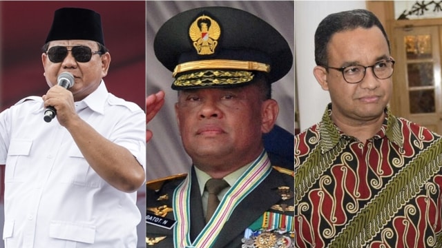 Prabowo, Gatot, dan Anies. (Foto: Antara/M Agung Rajasa, Biro Pers Setpres/Agus Suparto, Tim Media Anies-Sandi)