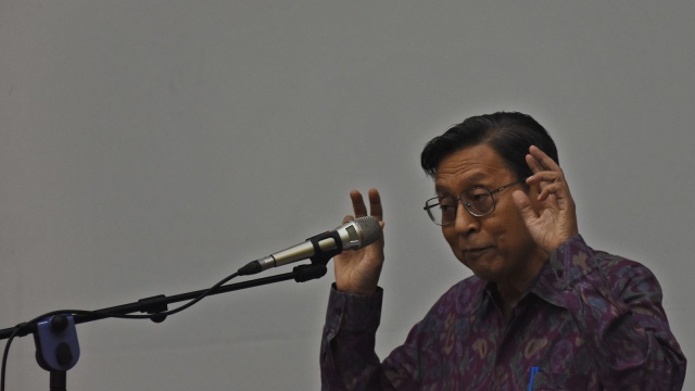 Mantan Wakil Presiden Boediono (Foto: ANTARA FOTO/Indrianto Eko Suwarso)