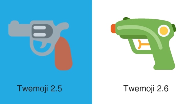 Twitter ubah emoji pistol jadi mainan. (Foto: Twitter/TechCrunch)